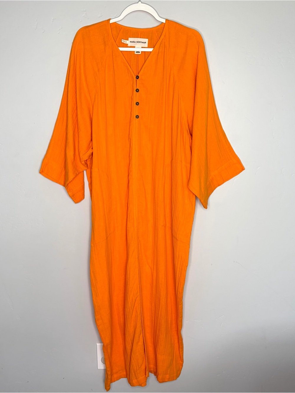 Mara Hoffman Phoebe Crinkled Cotton Gauze Maxi Dress Orange XS‎ - Picture 5 of 13